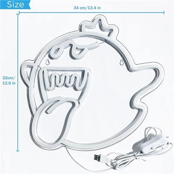 King Boo LED Neon Light Sign Ghost Face Mario Luigi's Mansion Nintendo Game NEW - Picture 3 of 8